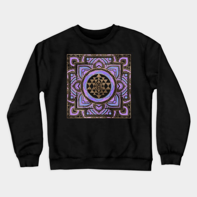 Golden Sri Yantra  / Sri Chakra in pastel lotus Crewneck Sweatshirt by Nartissima